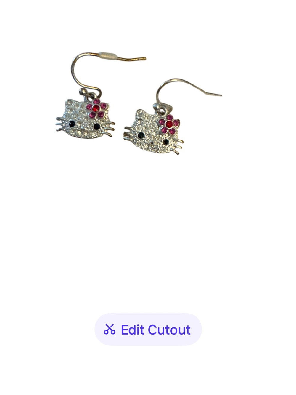 Hello Kitty Silver Tone Drop Earrings with Pink Bow Accents